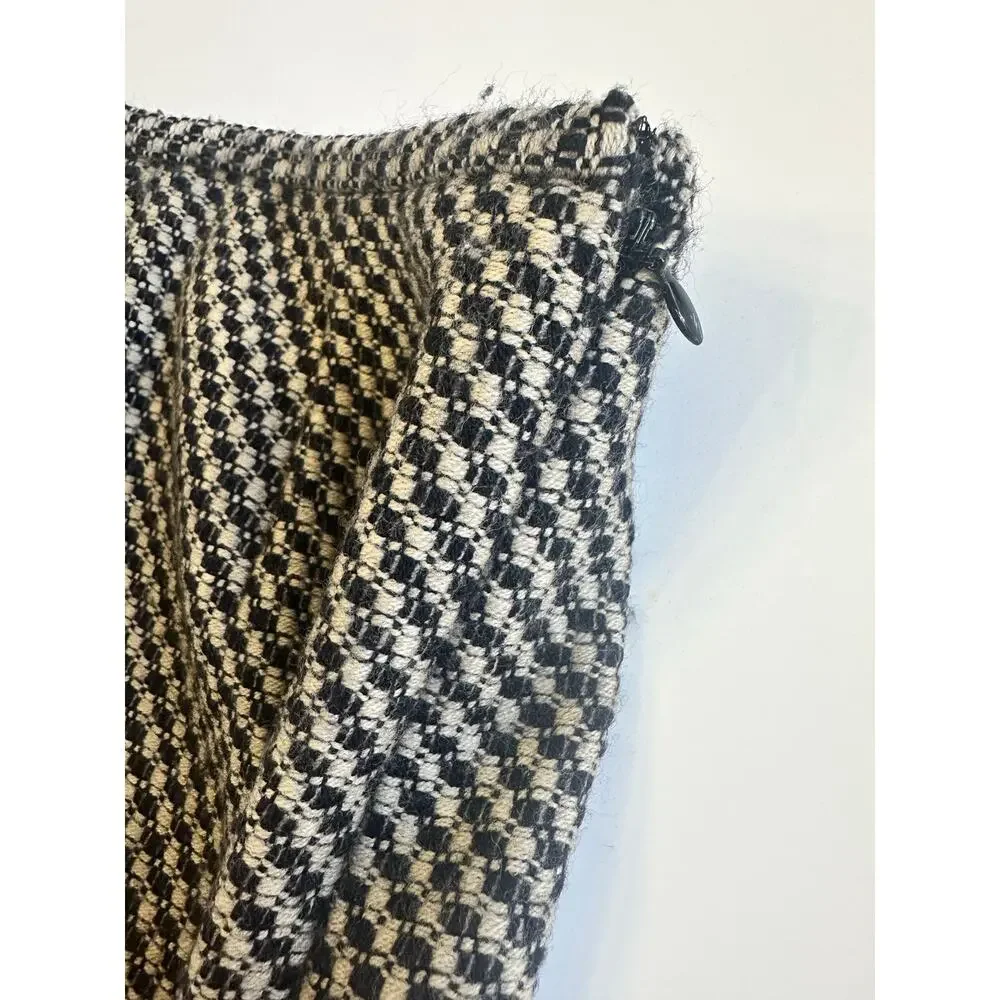 Women's Ann Taylor Wool Check Pencil Skirt Tan Black Size 4 Lined‎